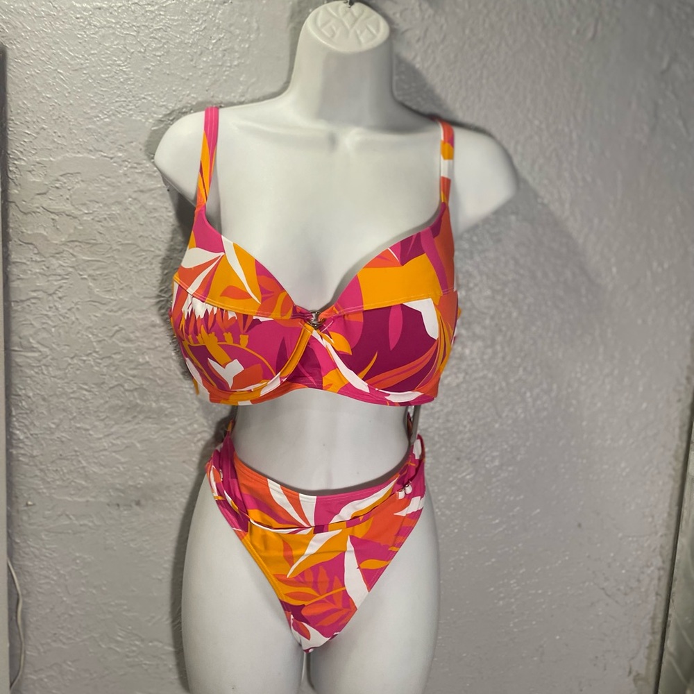 Vibrant Pink and Orange Bikini Set